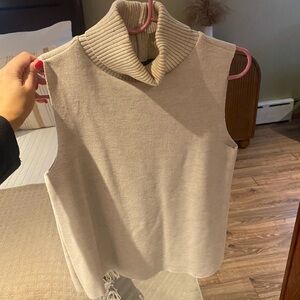 Zara Beige Sleeveless Cowl Neck Sweater